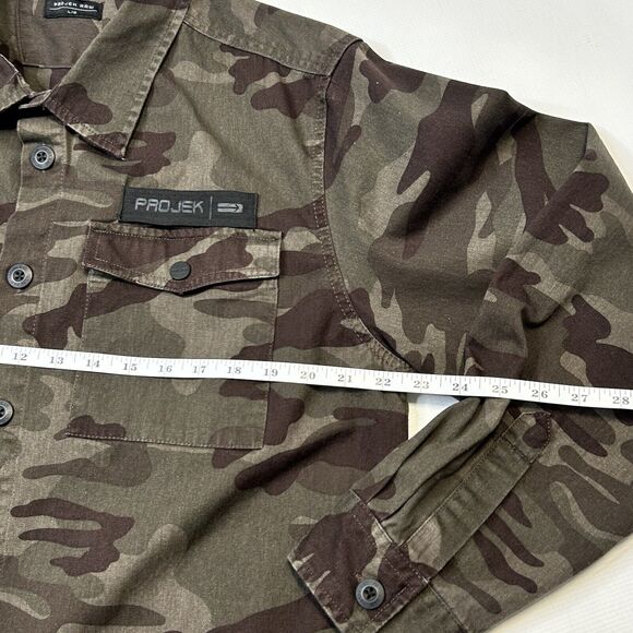 PROJEK RAW Men’s Large Camouflage Twill Trucker Shacket Army Military Jacket - Picture 10 of 10